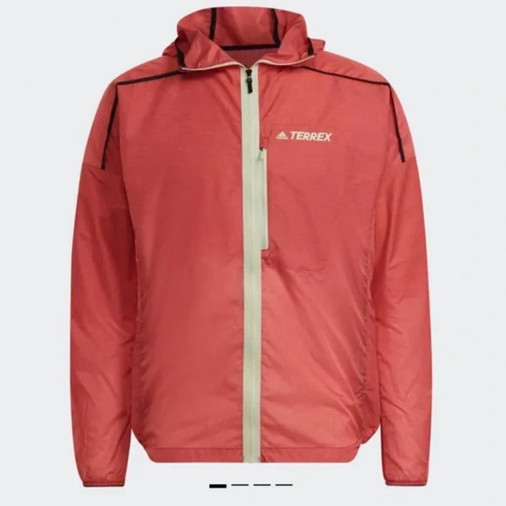 Adidas Terrex Orange/Peach Wind Jacket‎ w/Hood and Packable Front Pocket (Small)